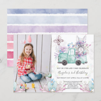 Invitation Photo de l'anniversaire du Bunny Spring