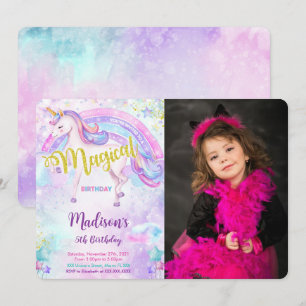 Invitation photo de licorne magique