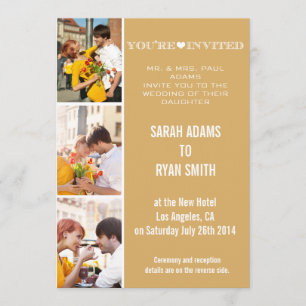 Invitation photo de l'Mariage Gold de Cute Heart