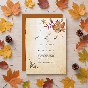 Invitation Photo de mariage à l'aquarelle de feuille d'érable