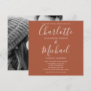Invitation Photo de mariage à l'écriture Terracotta Signature