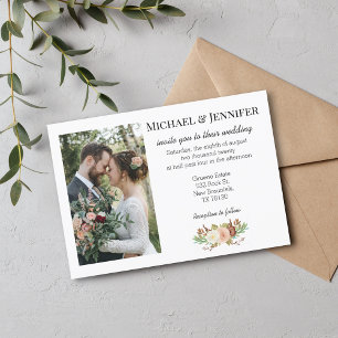 Invitation Photo de mariage automnal floral minimaliste éléga