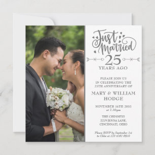 Invitation Photo de mariage carré pour les 25 ans de mariage