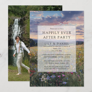 Invitation Photo de mariage de fleurs sauvages Floral Happily