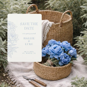 Invitation Photo de mariage de pivoine bleue de pervenche Enr
