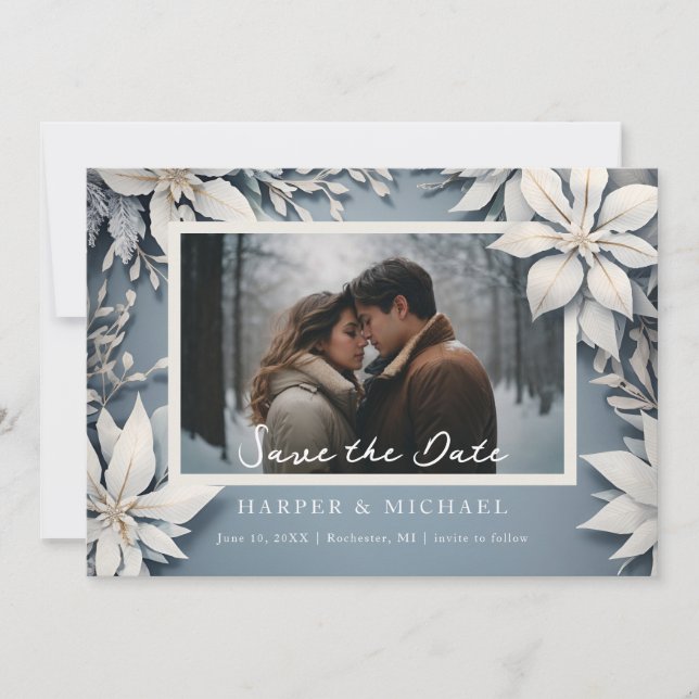Invitation Photo de mariage d'hiver enregistrer la date (Devant)
