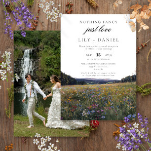 Invitation Photo de mariage élégant avec fleurs sauvages