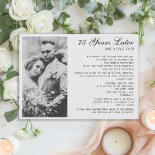 Invitation Photo de mariage élégant et formel pour le 75e ann