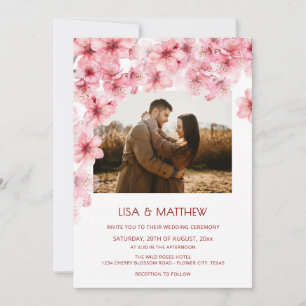 Invitation Photo de mariage Fleur de cerisier fanée
