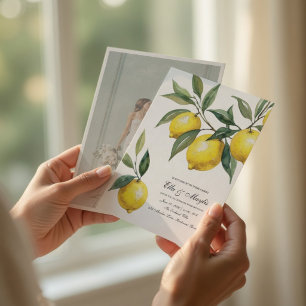 Invitation Photo de mariage méditerranéen au citron
