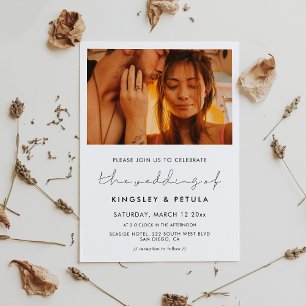 Invitation Photo de mariage minimaliste manuscrit