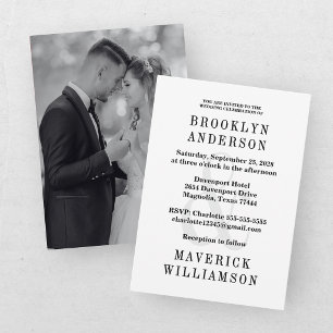 Invitation Photo de mariage moderne en noir et blanc