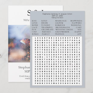 Invitation Photo de mariage moderne recherche de mots sauver