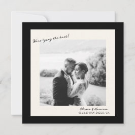 Invitation Photo de mariage noir et blanc Save the Date
