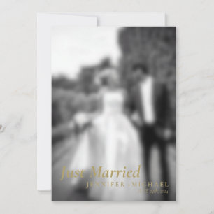 Invitation Photo de mariage simple Navy Or Just Married