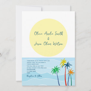 Invitation Photo de mariage sous un palmier tropical