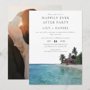 Invitation Photo de mariage tropical à la plage pour un bonhe
