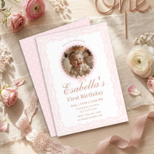 Photo de naissance avec dentelle rose, Bébé Fille