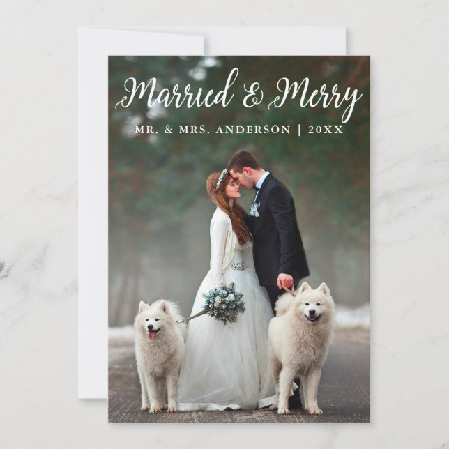 Invitation Photo de Noël Marié & Joyeux Mariage L (Devant)