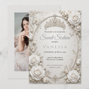 Invitation photo de papillons princesse sweet 16
