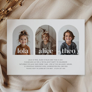 Invitation Photo de paysage conjoint à triple nom d'anniversa