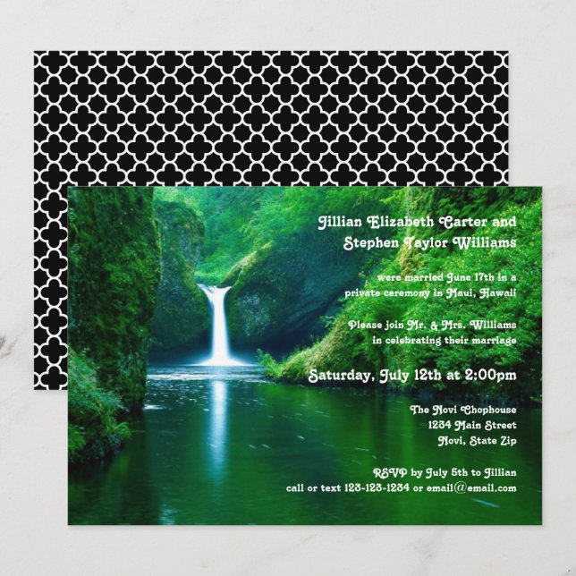 Invitation Photo de paysage de cascade - Annonce de mariage (Devant / Derrière)