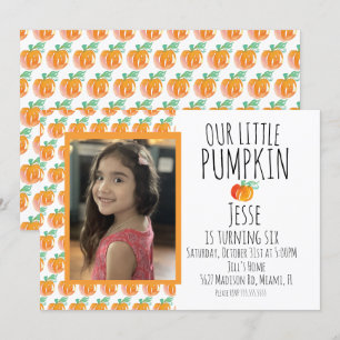 Invitation Photo de petite citrouille d'Halloween à l'aquarel