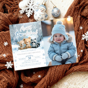 Invitation Photo de premier anniversaire de Winter Onederland