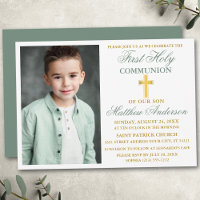 Photo de Première Sainte Communion Vert Sauge Or