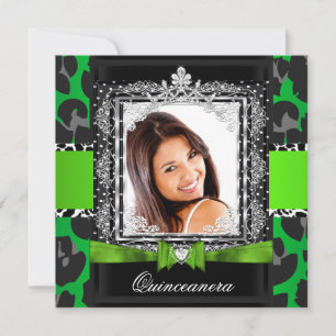 Invitation Photo de Quinceanera 15 ans vert citron