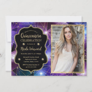 Invitation Photo de Quinceanera de la galaxie de cristal de m