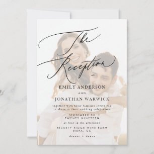 Invitation Photo de réception de mariage simple blanc moderne