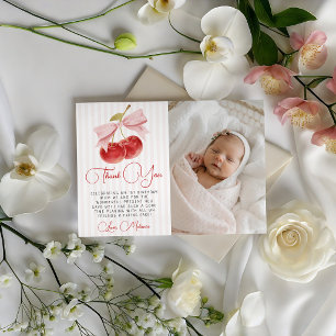 Invitation Photo de remerciement d'anniversaire Cerise