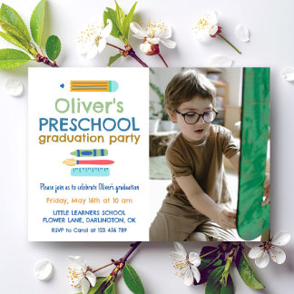 Invitation Photo de remise de diplôme de maternelle au crayon