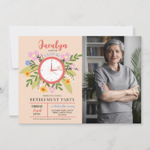 Invitation Photo de retraite féminine hors du temps floral am