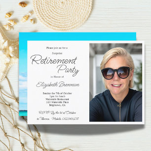 Invitation Photo de retraite Ocean Beach Blue Modern