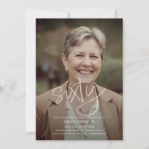 Invitation Photo de script moderne minimal 60e anniversaire