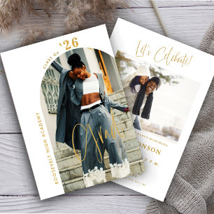 Invitation Photo de script or moderne 2024 Grad Party minimum