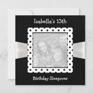 Invitation Photo de soirée pyjama pour 13 ans avec taches bla