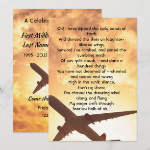 Invitation Photo de souvenir de prière de pilote d'avion en v