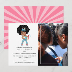 Invitation Photo de stand de selfie d'anniversaire d'une fill