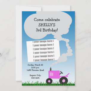 Invitation photo de Tractor : Tracteur rose
