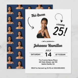 Invitation Photo de visage drôle Fête d'anniversaire 25 ans F