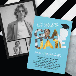 Invitation Photo découpée de diplômé cool Fête de remise de d