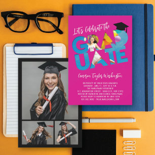 Invitation Photo découpée de diplômé cool Fête de remise de d