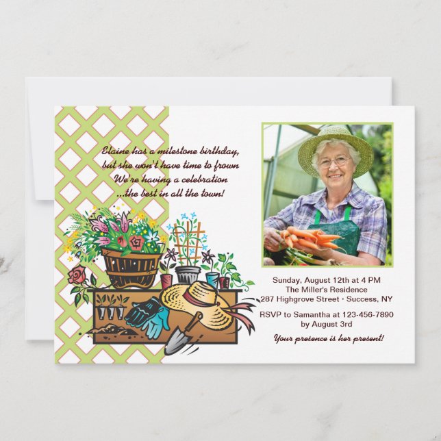 Invitation photo des outils de jardin (Devant)