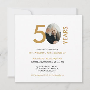 Invitation Photo design moderne 50E anniversaire de Mariage
