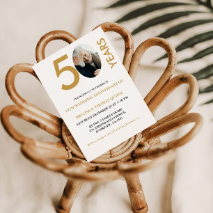 Invitation Photo design moderne 50E anniversaire de Mariage