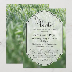 Invitation Photo d'Herbe Verte, Fête ou Événement Extérieur C
