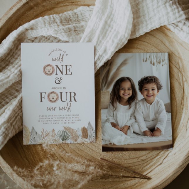 Invitation Photo d'invitation conjointe Wild One et Four Ever (Créateur téléchargé)